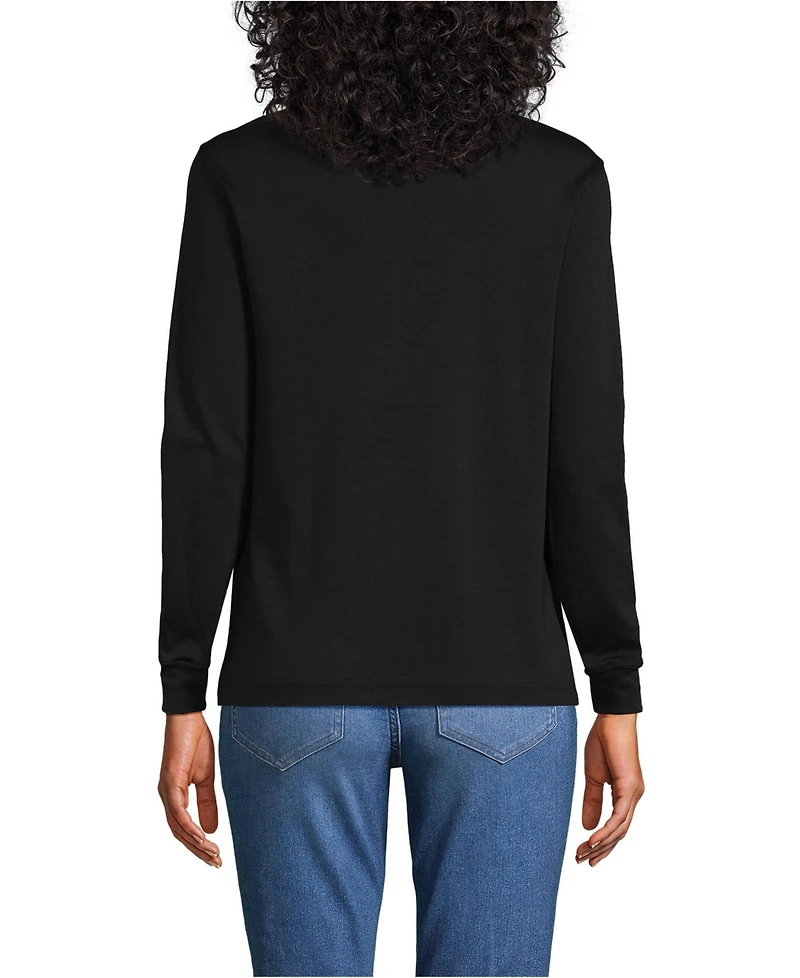 Lands' End Women's Long Sleeve Supima Mock Turtleneck Top