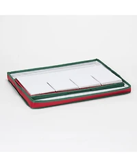 Household Essentials Holiday Wine Glass Storage Box, Windowed Panel and Handles, Trim