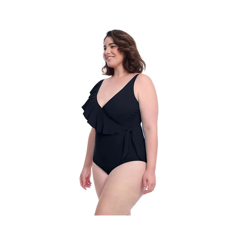 Profile by Gottex Women's Tutti Frutti Ruffle Surplice One Piece Swimsuit