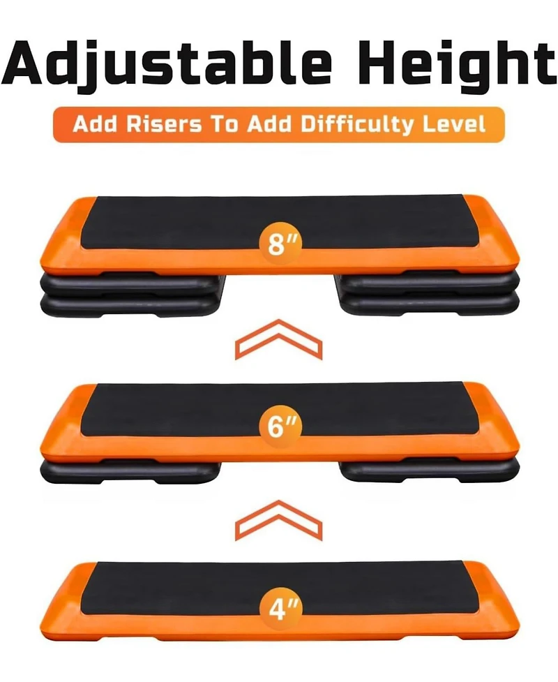 Zeny 43 Exercise Aerobic Step Platform Adjustable Fitness Stepper with 4 Stackable Risers Aerobics Stepper Workout Stepper