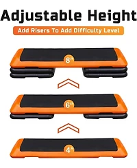 Zeny 43 Exercise Aerobic Step Platform Adjustable Fitness Stepper with 4 Stackable Risers Aerobics Stepper Workout Stepper