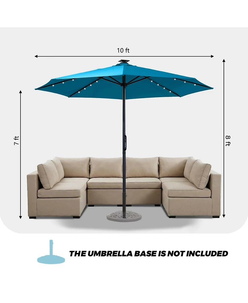 Mondawe 10 feet Electric Patio Umbrella with Remote and Led Light