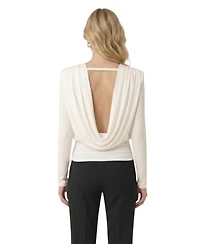 Modenaire Women's Draped Open-Back Fitted-Waist Top