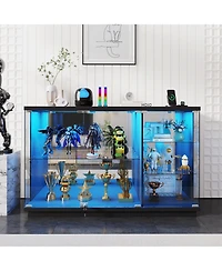 Vlsrka Glass Display Cabinet with Lock and Led Light