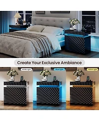 Vlrska 23.6-Inch Wide 2-Drawer Nightstand with Hidden Storage and Human Sensor Light