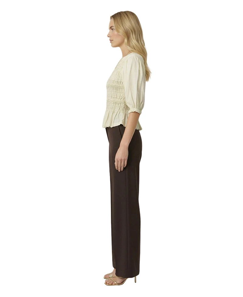 Modenaire Women's Smocked Peplum Puff-Sleeve Blouse