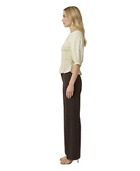 Modenaire Women's Smocked Peplum Puff-Sleeve Blouse