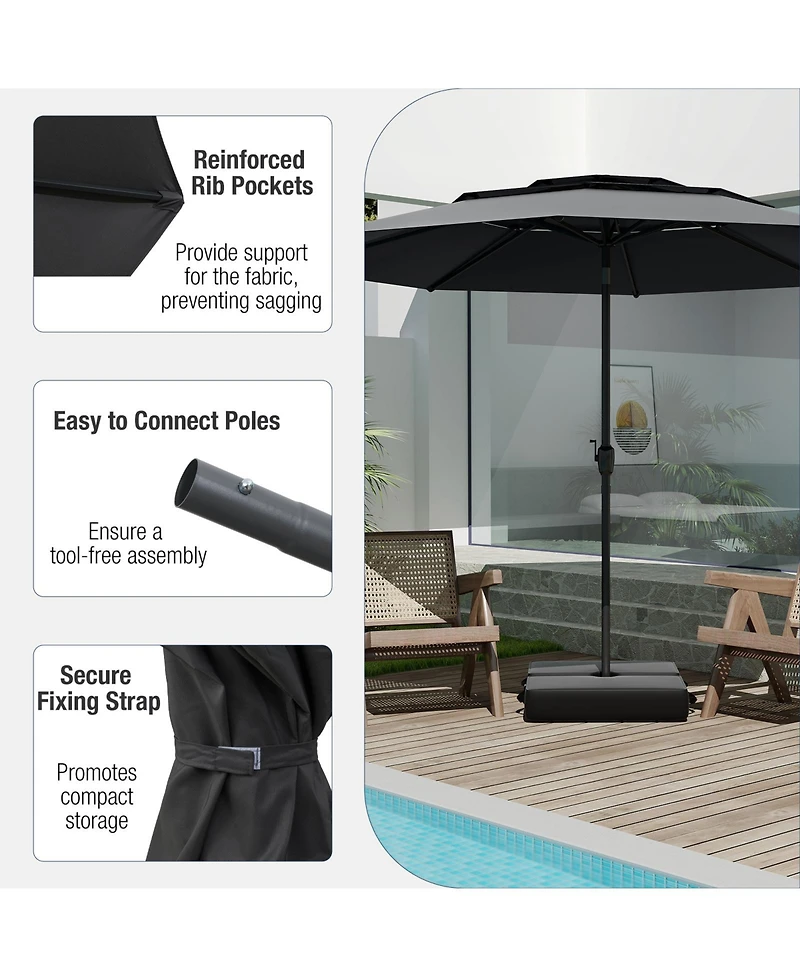 Sugift 10 ft 3-tier Vented Patio Umbrella with Push Button Tilt