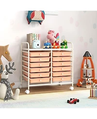 Gouun 12-Drawer Rolling Storage Cart with Steel Frame and Dual Handles for Home and Office