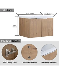 Sillysis Floating Bathroom Vanity with Resin Sink, Modern Plywood Cabinet