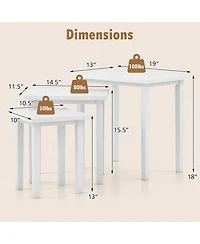 Gymax 3 Pcs Nesting End Tables Farmhouse Rectangle Side Table Set for Living Room