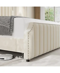 gaomon Velvet Upholstered Platform Bed with Tall Tufted Headboard