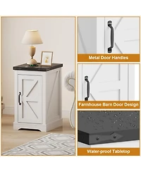 gaomon Home Farmhouse Nightstand End Table. Wood Storage Bedside Cabinet with Cord Management