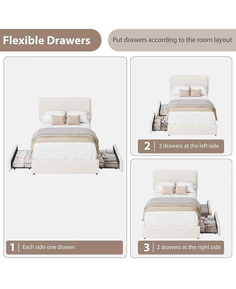 Homfan Cozy Boucle Upholstered Bed Frame