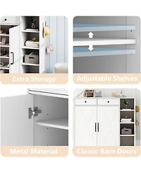 gaomon Shoe Storage Cabinet, Modern Farmhouse Shoe Rack Organizer with 6 Adjustable Shelves and 2 Drawers Living Room