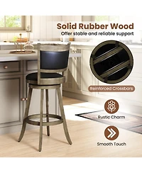 Slickblue 29 Inch Wooden Counter Height Stools 2 Piece Swivel Bar Chair Set