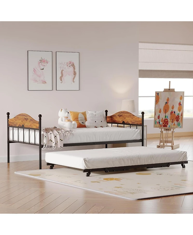 gaomon Metal Daybed with Optional Trundle Stylish Headboard