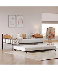 gaomon Metal Daybed with Optional Trundle Stylish Headboard