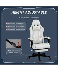 Vinsetto Racing Gaming Chair w/ Padded Arms, Pu Leather Recliner Office, White