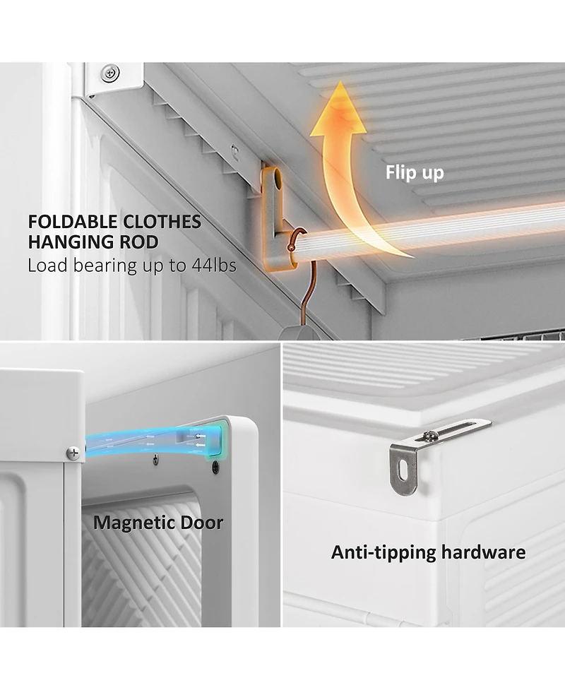 Homcom Portable Wardrobe Folding Closet with Cube Storage,