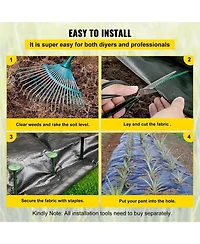 Sugift Weed Barrier Fabric, 5 x 250 ft, Premium Woven Pp Material for Outdoor Garden