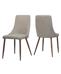 Rainsken Mid Century Modern Dining Chairs Set of 2, Fabric Upholstered Kitchen with Curved Backrest and Tapered Legs for Room