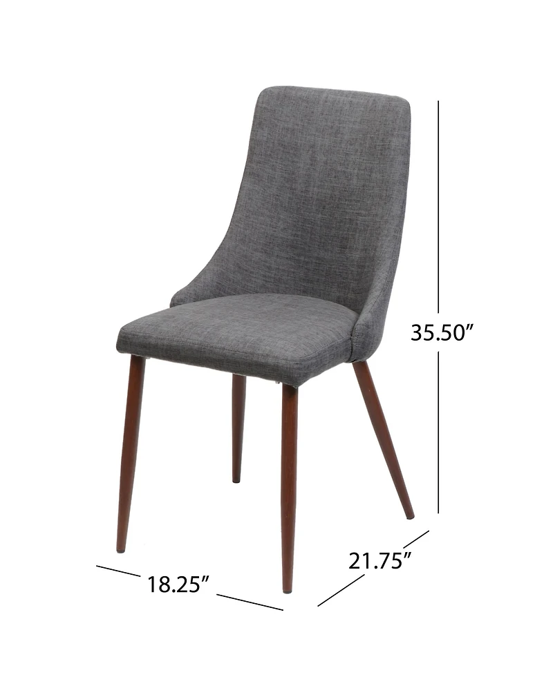 Rainsken Mid Century Modern Dining Chairs Set of 2, Fabric Upholstered Kitchen with Curved Backrest and Tapered Legs for Room