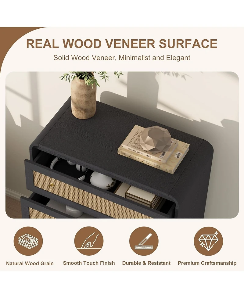 gaomon 31" Tall Rattan Drawer Dresser for Bedroom,Dressers and Chests of Drawers,Modern Chest Drawers Bedroom,Living Room,Hallway