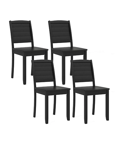 Gymax 4 Pcs Armless Wood Dining Chair w/ Rubber Wood Legs Curved Backrest Kitchen