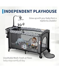 gaomon 4 1 Baby Bassinet and Playard with Changing Table Toy Bar