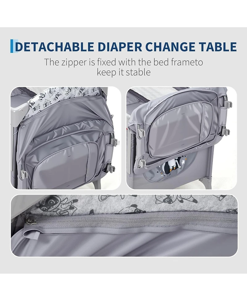 gaomon 4 in 1 Baby Bassinet and Playard with Changing Table and Toy Bar
