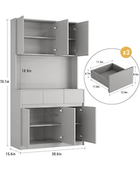 gaomon Kitchen Pantry Cabinet,71 in Tall Storage Cabinet with DoorsandShelves Adjustable, Kitchen Storage Hutch with Microwave Shelf