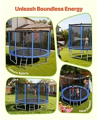 Mecale 12 Ft Outdoor Trampoline with Enclosure Net 400 lbs Capacity
