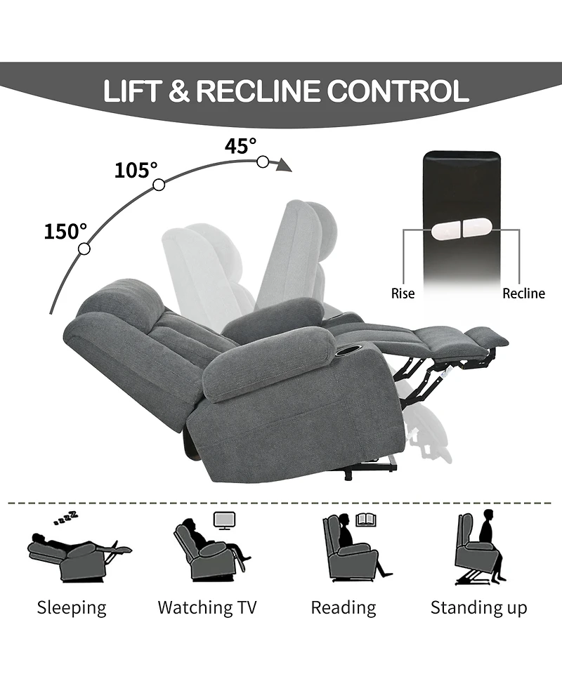 Clihome Power Lift Recliner Chair for Elderly, Electric with Extended Footrest & Remote, 330lb Capacity Snowflake Velvet