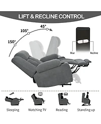 Clihome Power Lift Recliner Chair for Elderly, Electric with Extended Footrest & Remote, 330lb Capacity Snowflake Velvet