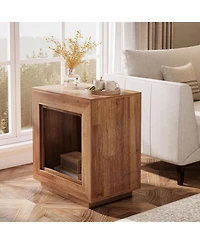 Tribesigns End Table, 24" Side Table with Storage Shelf, Farmhouse Style