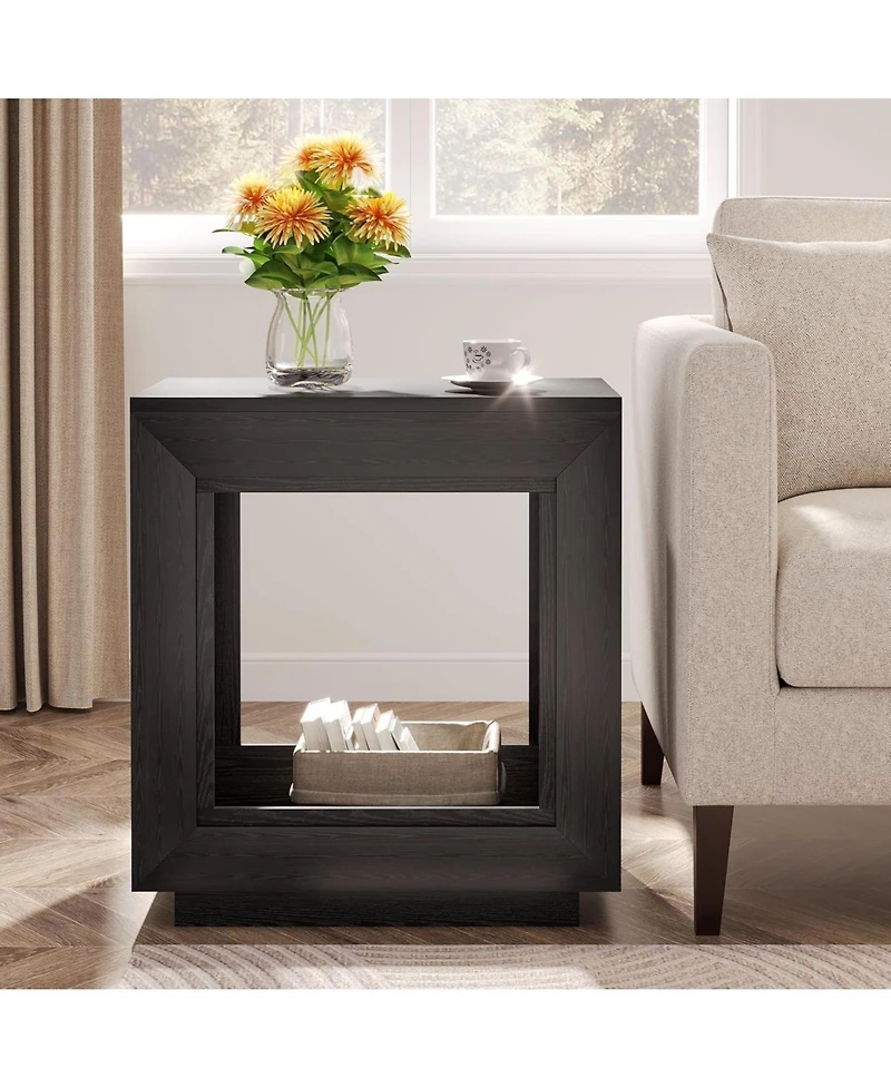 Tribesigns End Table, 24" Side Table with Storage Shelf, Farmhouse Style