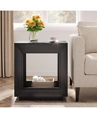 Tribesigns End Table, 24" Side Table with Storage Shelf, Farmhouse Style