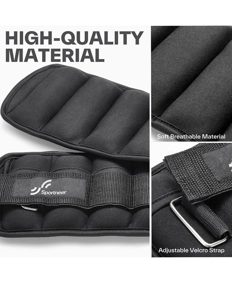 Sportneer Adjustable Ankle Weights 7 lb per Pair with Secure Straps for Yoga Walking Running Aerobics Gym Physical Therapy