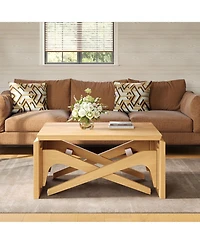 Rainsken 2-in-1 Transformer Coffee Table and Expandable Dining Table for 3, Space-Saving Design with Adjustable Height for Small Apartments