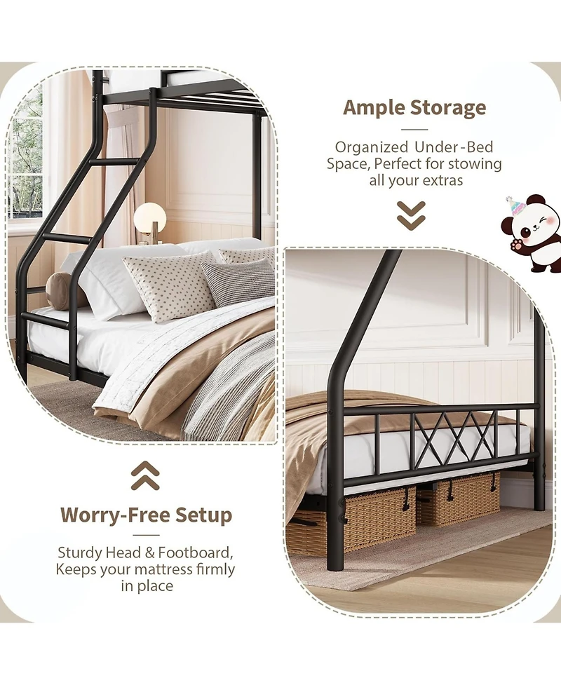 gaomon Bunk Bed Heavy Duty Metal with Ladder and Safety Rails, No Box Spring Required