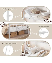 gaomon Bunk Bed Heavy Duty Metal with Ladder and Safety Rails, No Box Spring Required