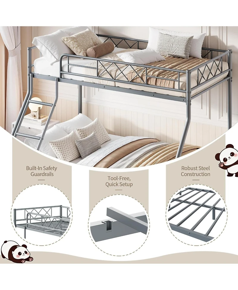 gaomon Bunk Bed Heavy Duty Metal with Ladder and Safety Rails, No Box Spring Required
