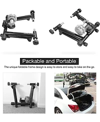 Sportneer Fluid Bike Trainer Stand with Auto Resistance and Noise Reduction, Wheels for Road Bikes