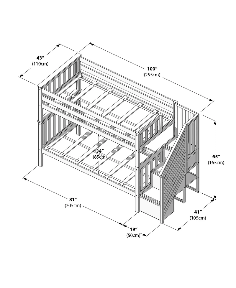 Max and Lily Bed Frame, Farmhouse Solid Wood Platform with Slatted Headboard