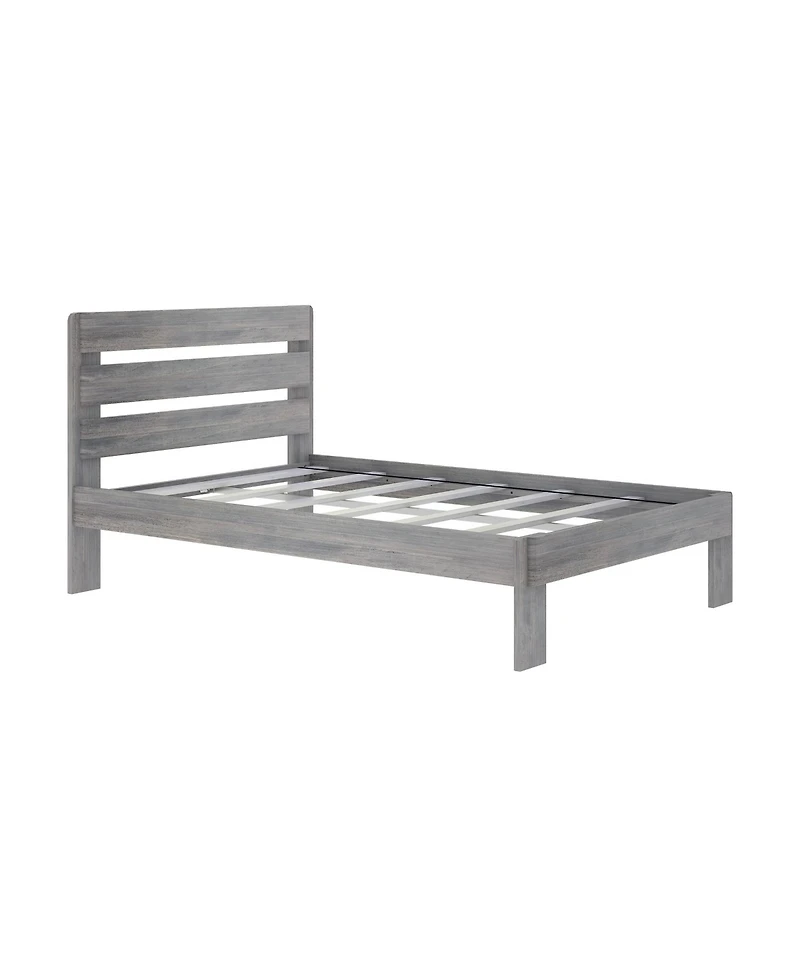 Max and Lily Bed Frame, Farmhouse Solid Wood Platform with Slatted Headboard