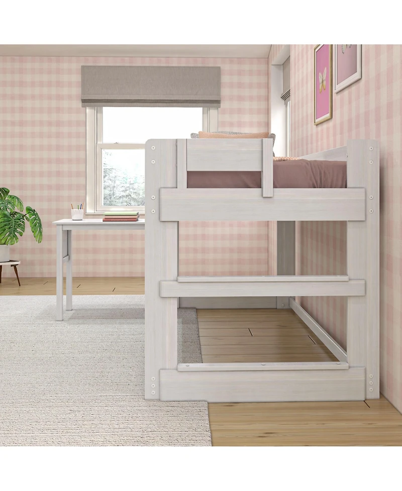 Max & Lily Solid Wood Loft Bed with Desk, Modern Farmhouse High Twin For Kids