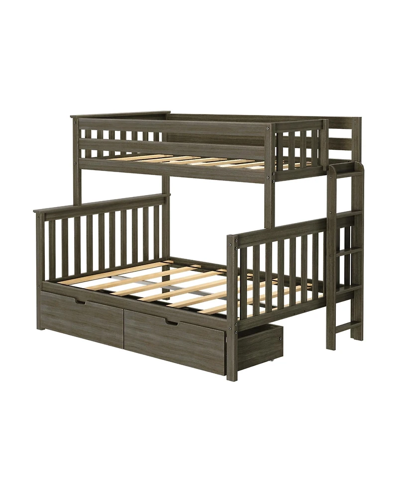 Max & Lily Full Bunk Bed With Ladder on End and Storage Drawers