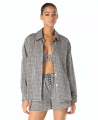 Michael Kors Women's Button-Down Swim Cover Up Shirt