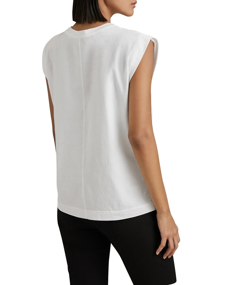 Reiss Women's Cotton Capped Sleeve T-Shirt